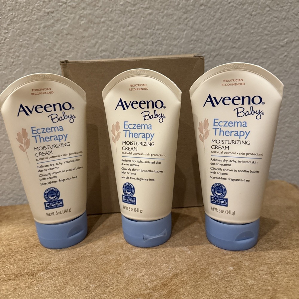 3x‎ Aveeno Baby Eczema Therapy Moisturizing Cream Itch Relief 5fl Each